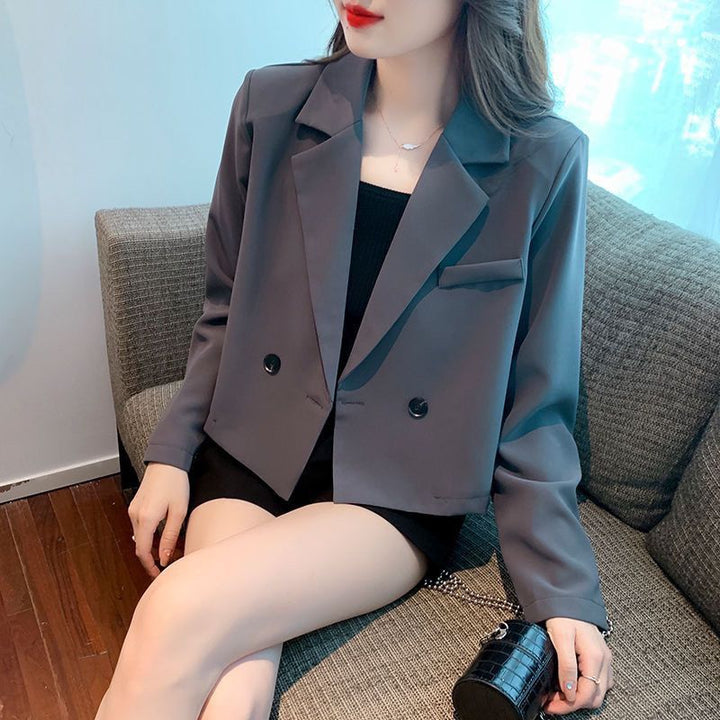 Damen stilvoller Kurzblazer mit doppelter Knopfleiste Drune
