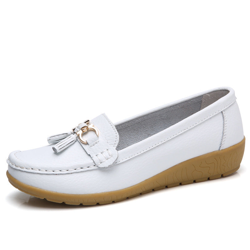 Damen Mokassins mit ornamentaler Schnalle und weicher Sohle Drune