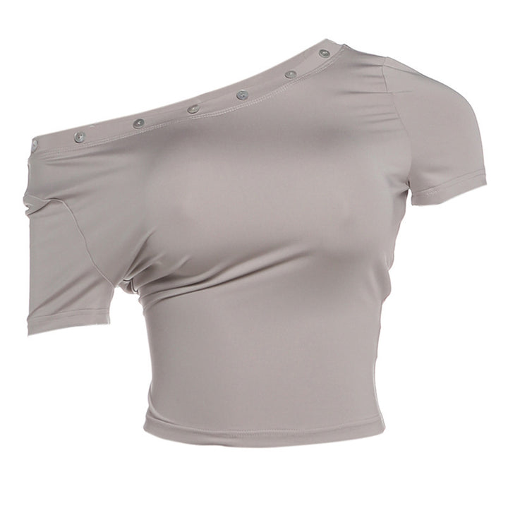 Damen modernes off-shoulder Crop-Top mit Knopfdetails Drune