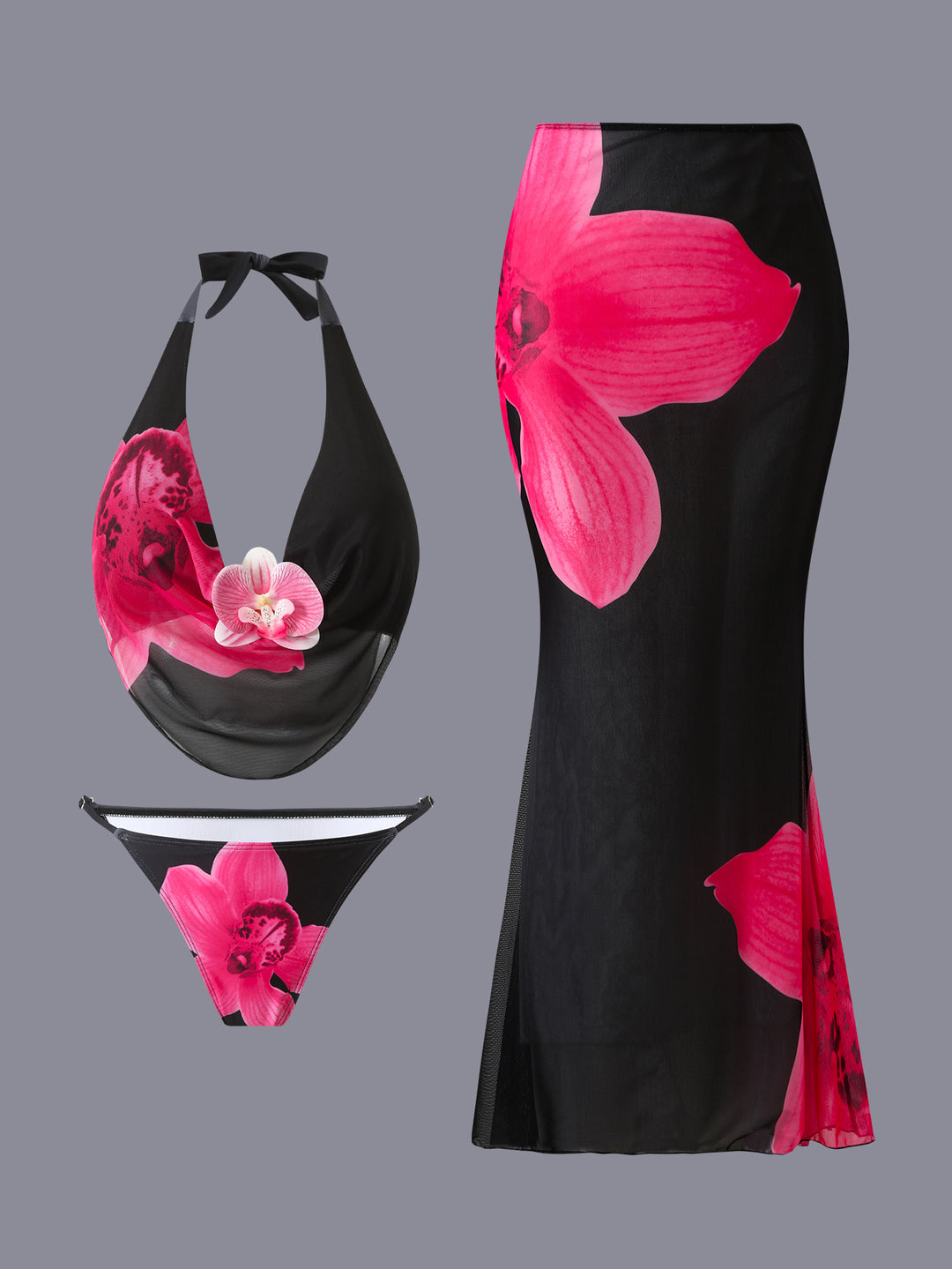 Damen Set aus modischem Bikini und fließendem Maxirock Drune