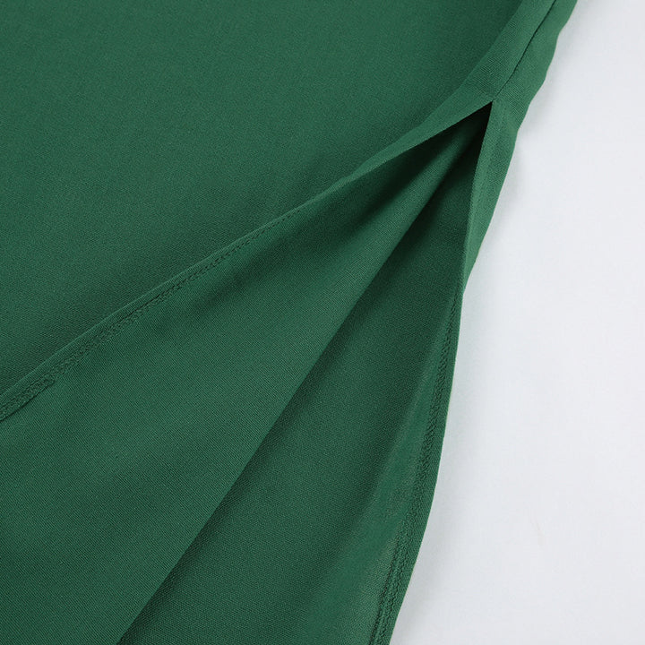 Damen Maxikleid aus hochwertigem Leinenstoff mit breiten Trägern und seitlichen Schlitzen Drune