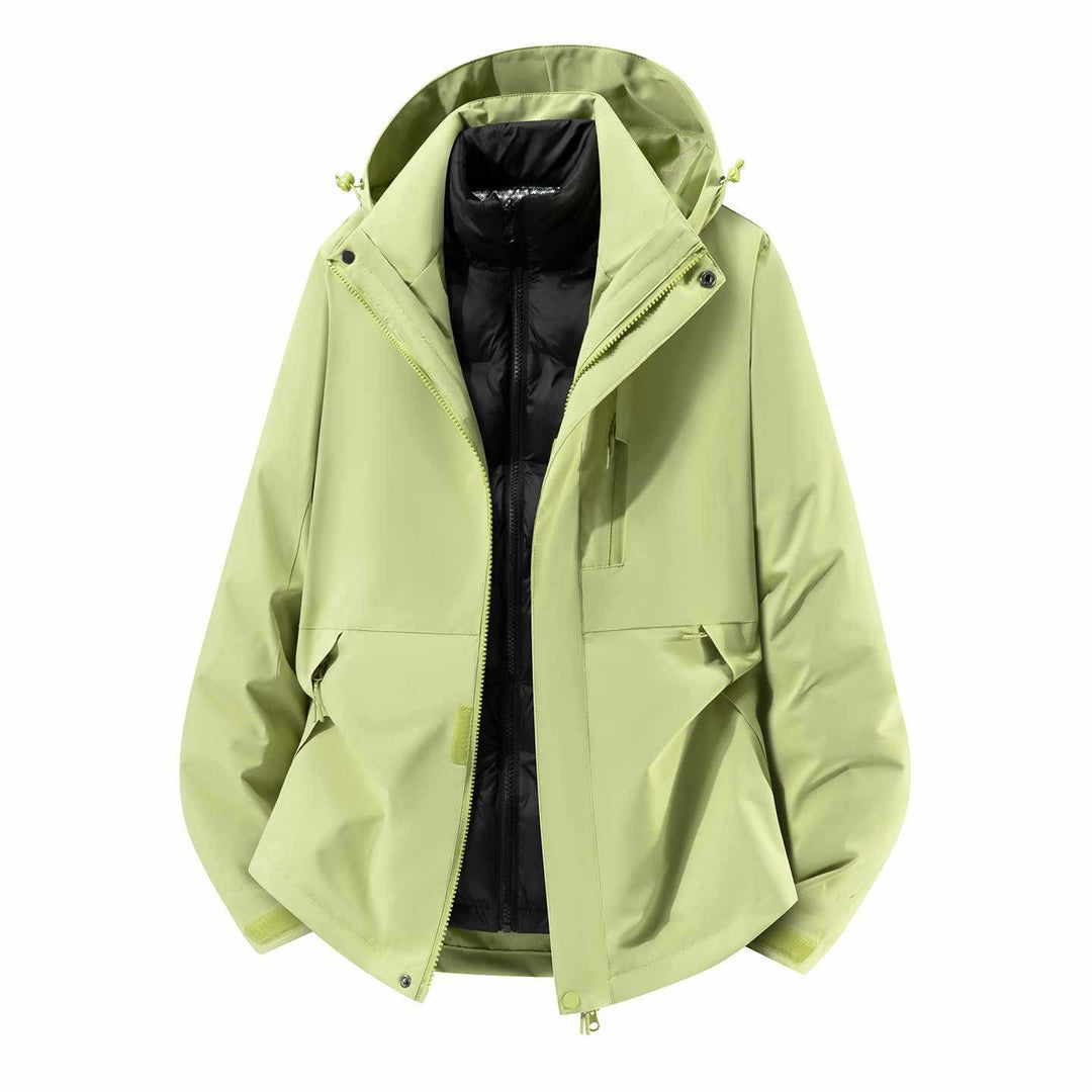 Herren Wasserfeste dreiteilige Winterjacke mit abnehmbarer Daunen-Innenjacke und Kapuze Drune