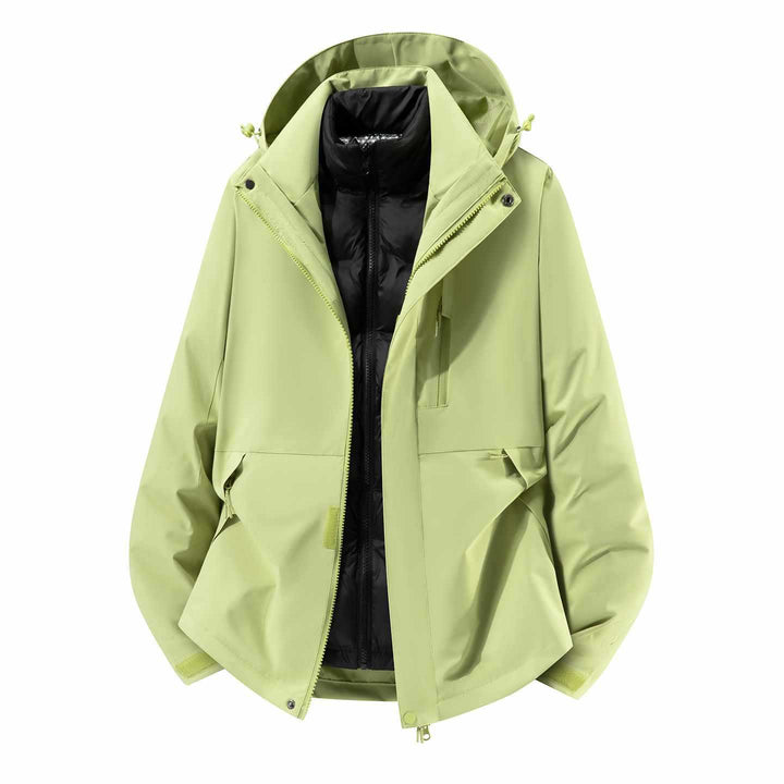 Herren Wasserfeste dreiteilige Winterjacke mit abnehmbarer Daunen-Innenjacke und Kapuze Drune