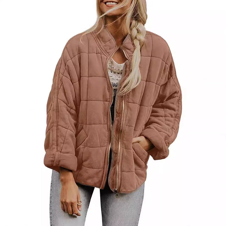 Damen gesteppte Kapuzenjacke mit Reißverschluss und Taschen Drune