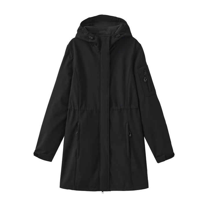Damen nan funktionaler Softshell-Parka mit Teddyfleece-Futter, Kapuze und Taillenzug Drune