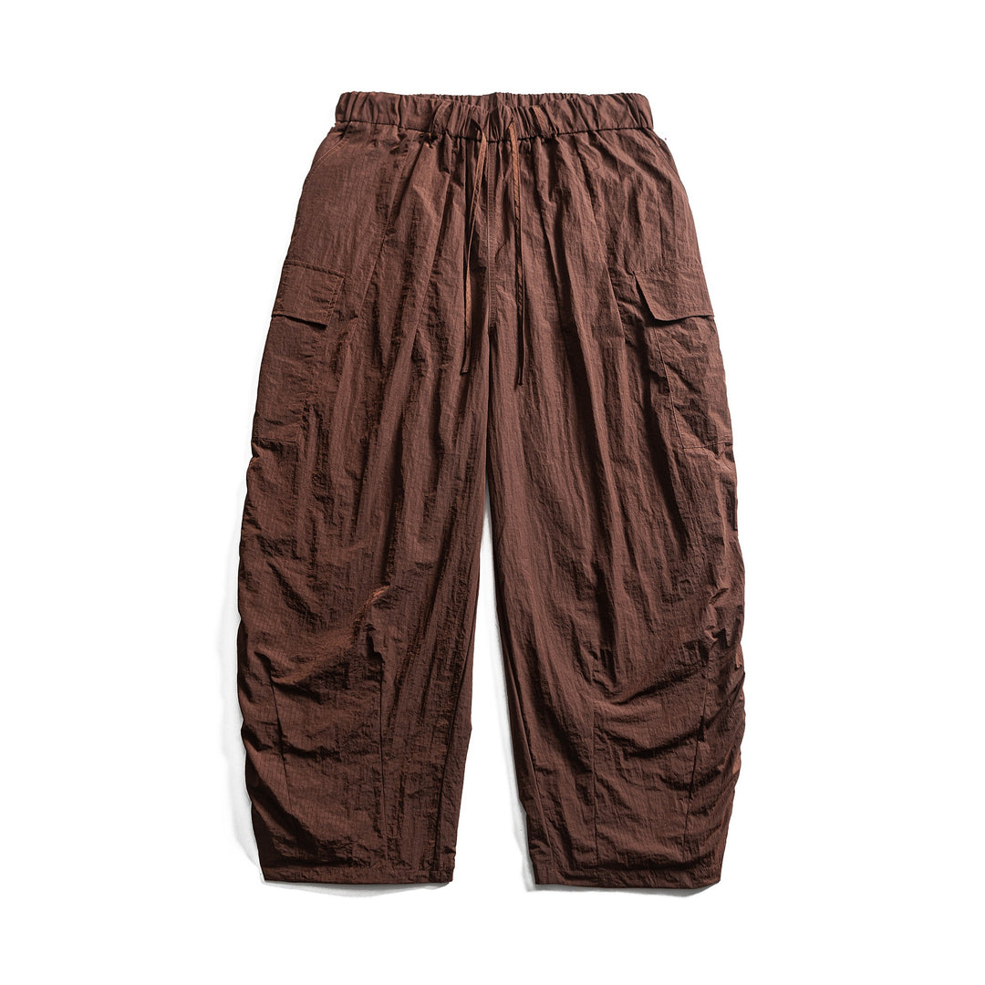 Herren Leichte Crinkle‑Optik Cargo‑Jogginghose mit elastischem Bund und Kordelzug Drune