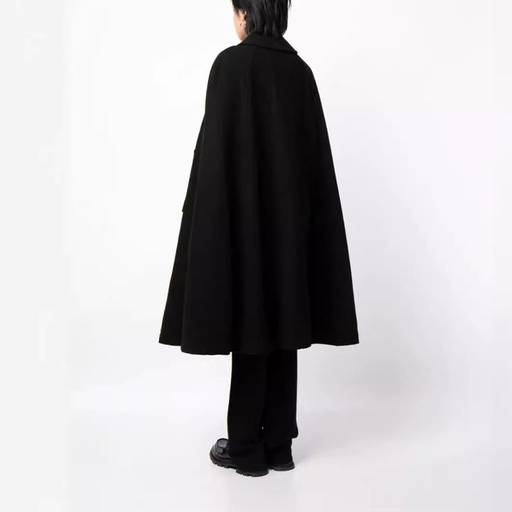 Herren zweireihiger Cape-Mantel aus Wollmix mit Umhangschnitt Drune