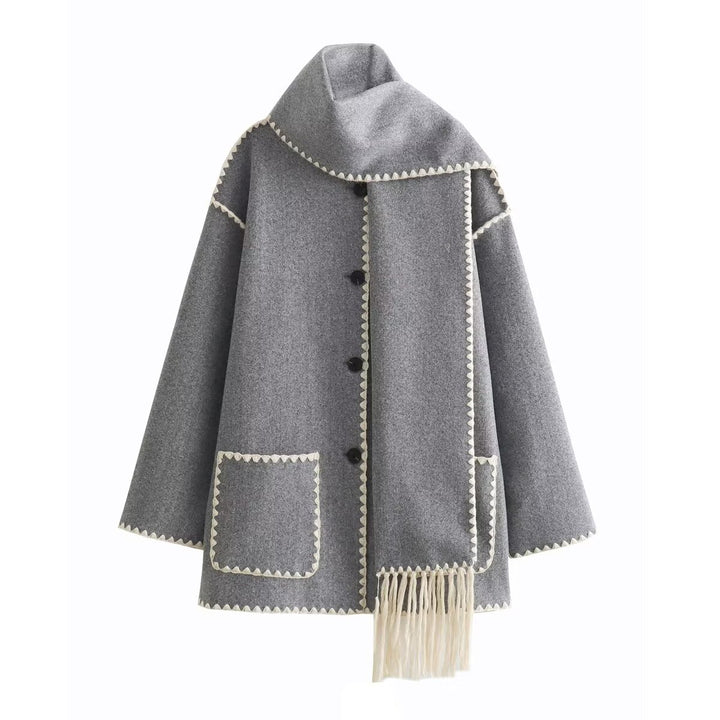 Damen Mantel mit Fransendetail und eleganter Knopfleiste Drune