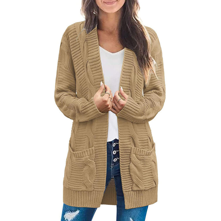 Damen Grobstrick Cardigan mit eleganten Zopfmuster und praktischen Taschen Drune