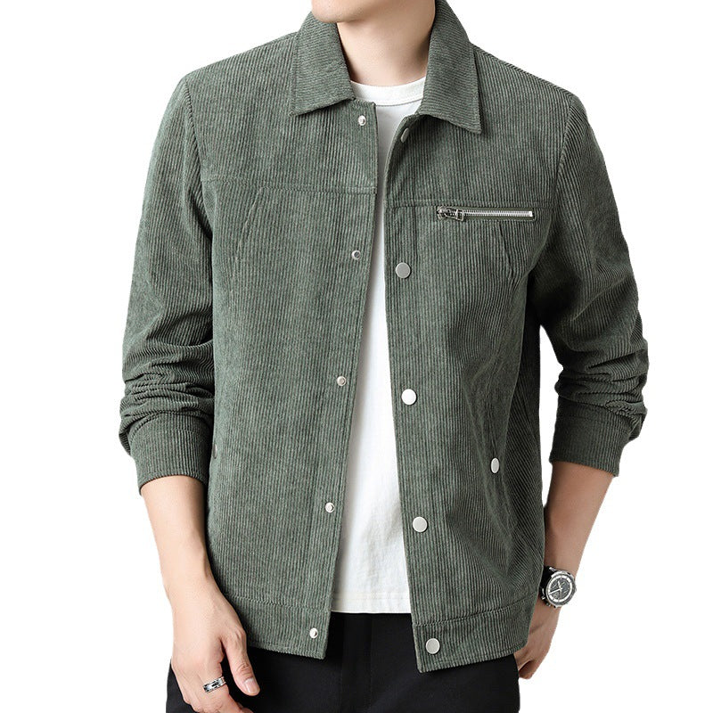 Herren Cord‑Overshirt aus Breitcord mit Druckknopf‑Front und Zipper‑Brusttasche Drune