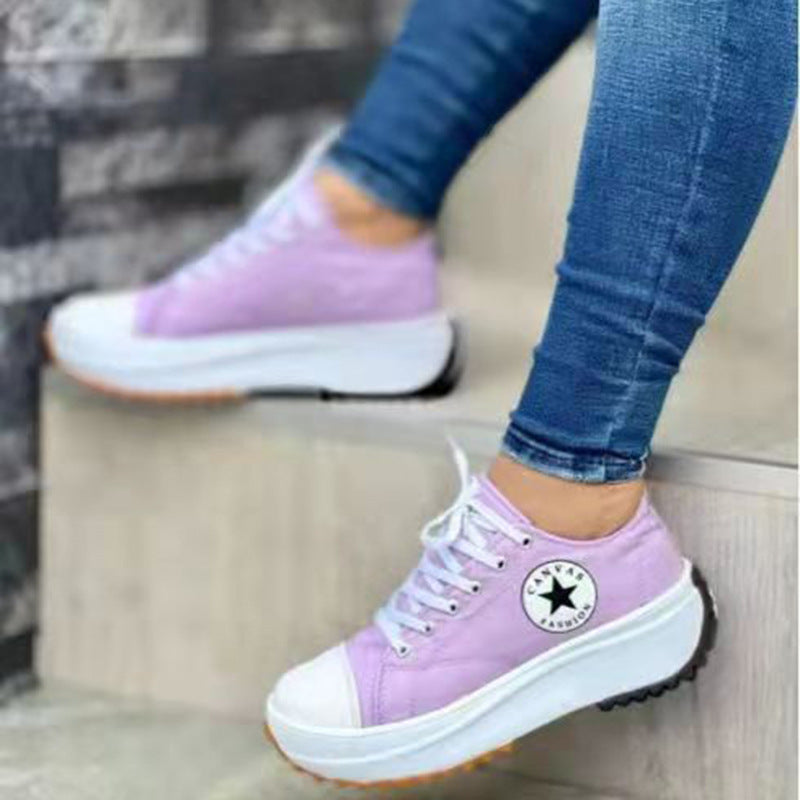 Damen Canvas-Plateau-Sneaker mit gezackter Profilsohle Drune