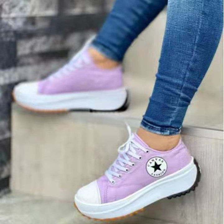 Damen Canvas-Plateau-Sneaker mit gezackter Profilsohle Drune