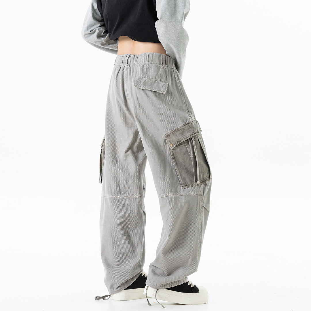 Herren Cargo-Hose mit Kordelbund, weitem Schnitt und Mehrfachtaschen Drune
