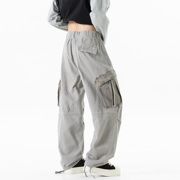 Herren Cargo-Hose mit Kordelbund, weitem Schnitt und Mehrfachtaschen Drune