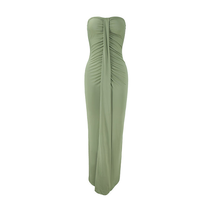 Damen Maxikleid mit schickem trägerlosem Design und figurschmeichelnder Raffung Drune