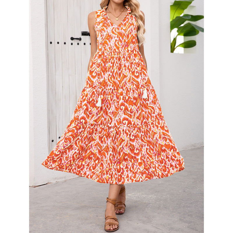 Damen Maxikleid mit fließendem Design und trendigem Rüschensaum Drune