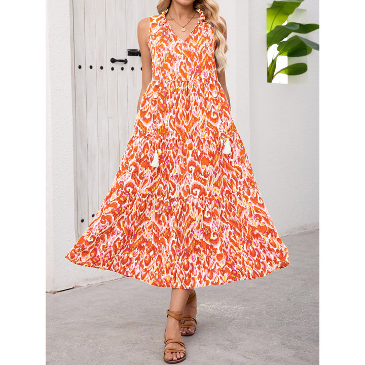 Damen Maxikleid mit fließendem Design und trendigem Rüschensaum Drune