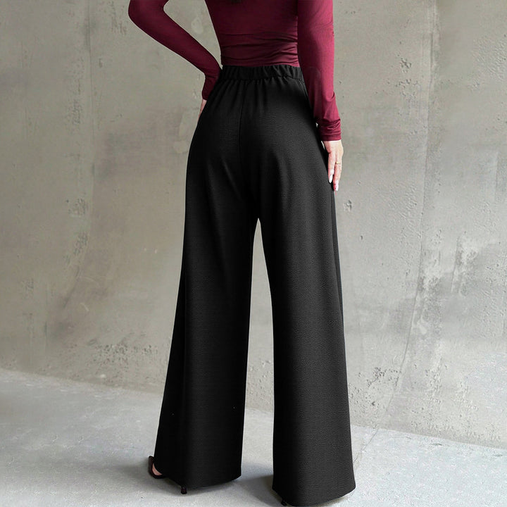 Damen hochtaillierte Palazzo-Hose mit Bügelfalte und V-förmigem Bund Drune