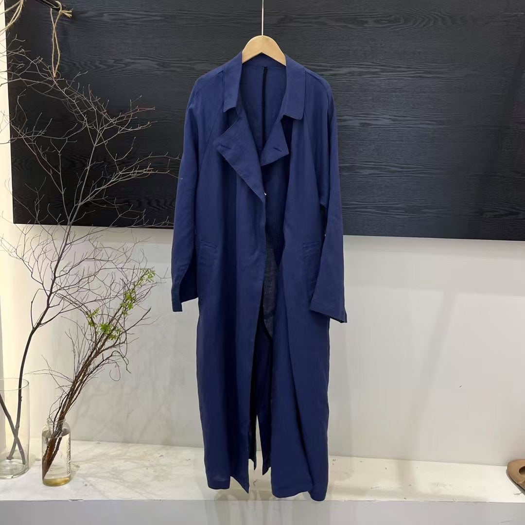 Damen Leinen Trenchcoat Drune