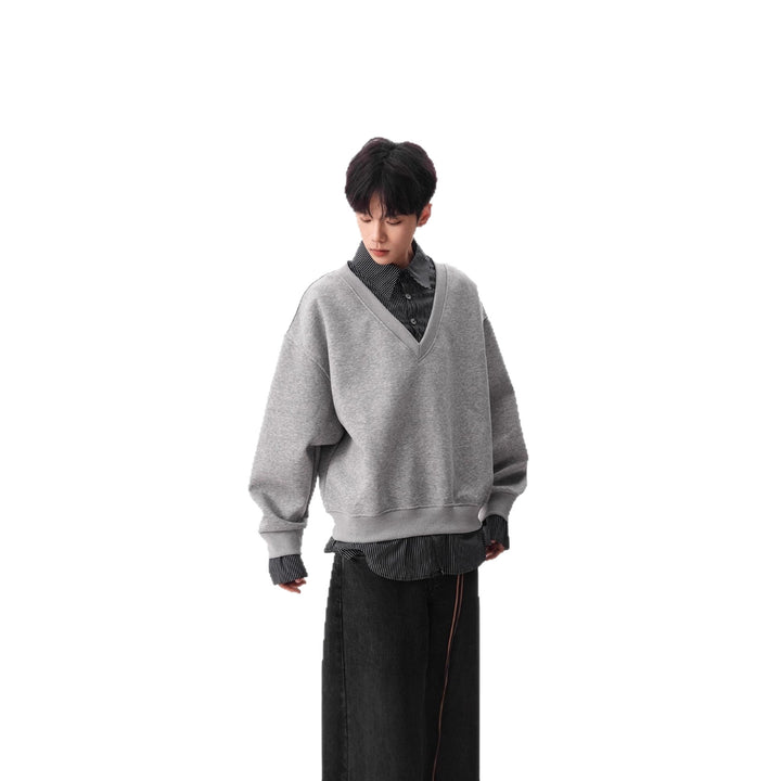 Herren Lässiger V-Neck Pullover Drune