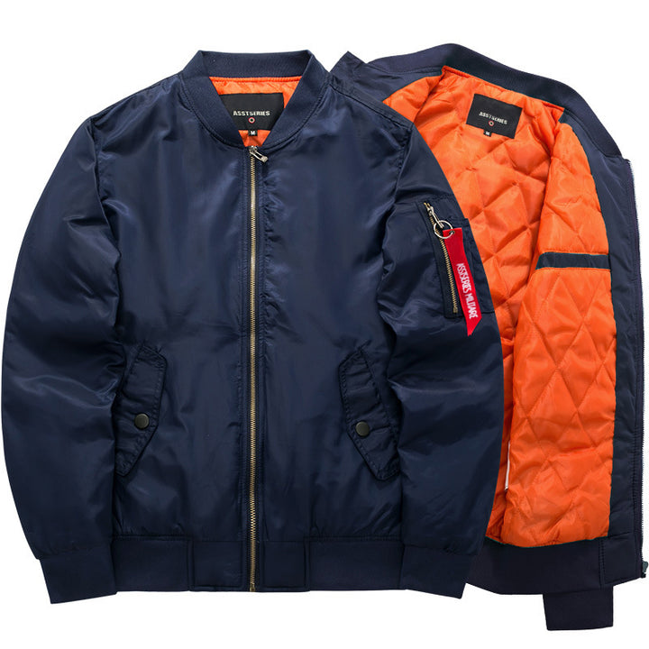 Men's  minimalist nylon flight bomber with low-profile front pockets and zip sleeve tag Drune