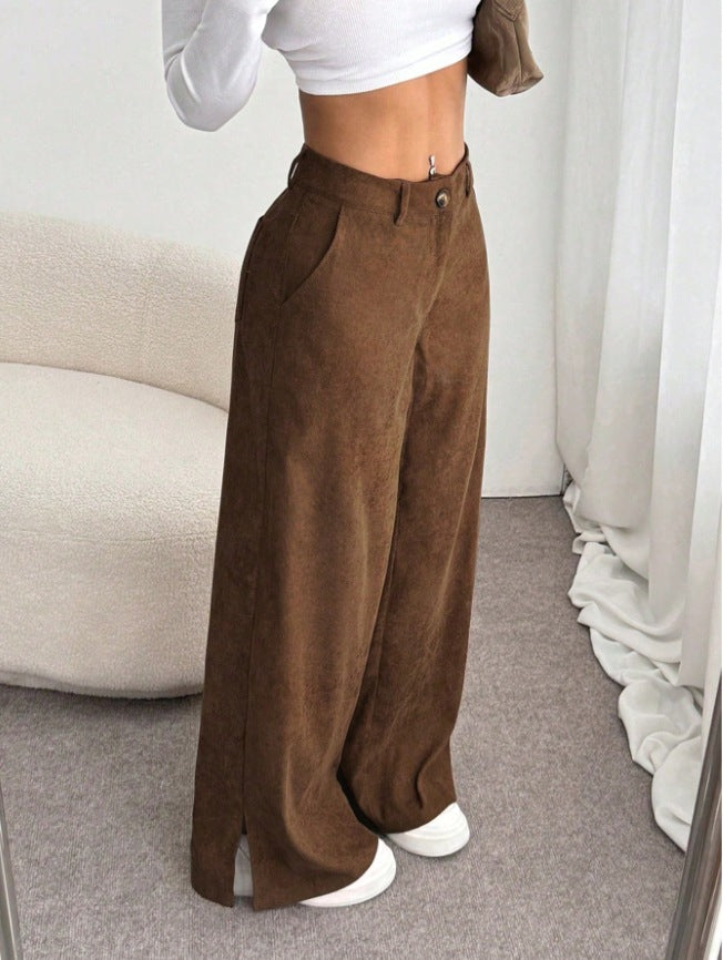 Damen Weite High-Waist Hose Drune