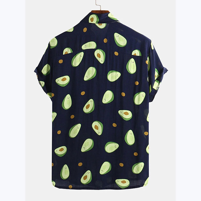 Herren Kurzarmhemd mit frischem Avocado-Muster Drune