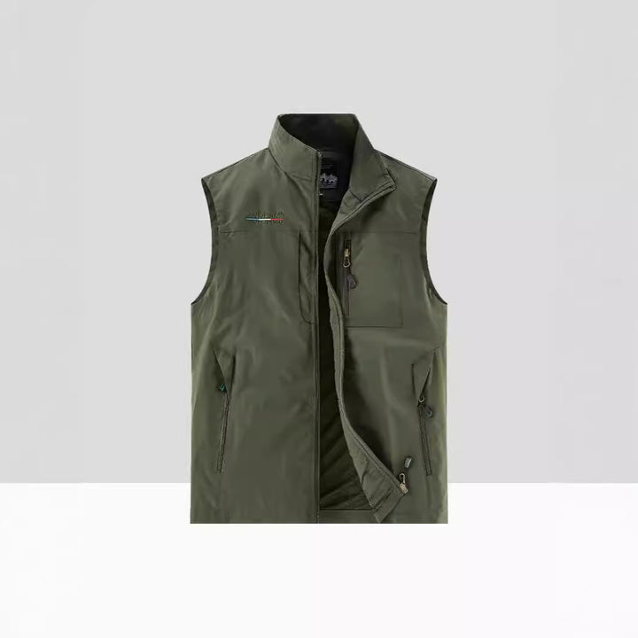 Herren Leichte Atmungsaktive Outdoor-Softshellweste mit Mesh-Innenfutter und Mehrfach-Reißverschlusstaschen Drune