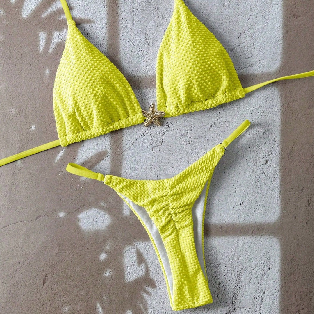 Damen Triangel-Bikini mit strukturiertem Stoff und maritimen Details Drune