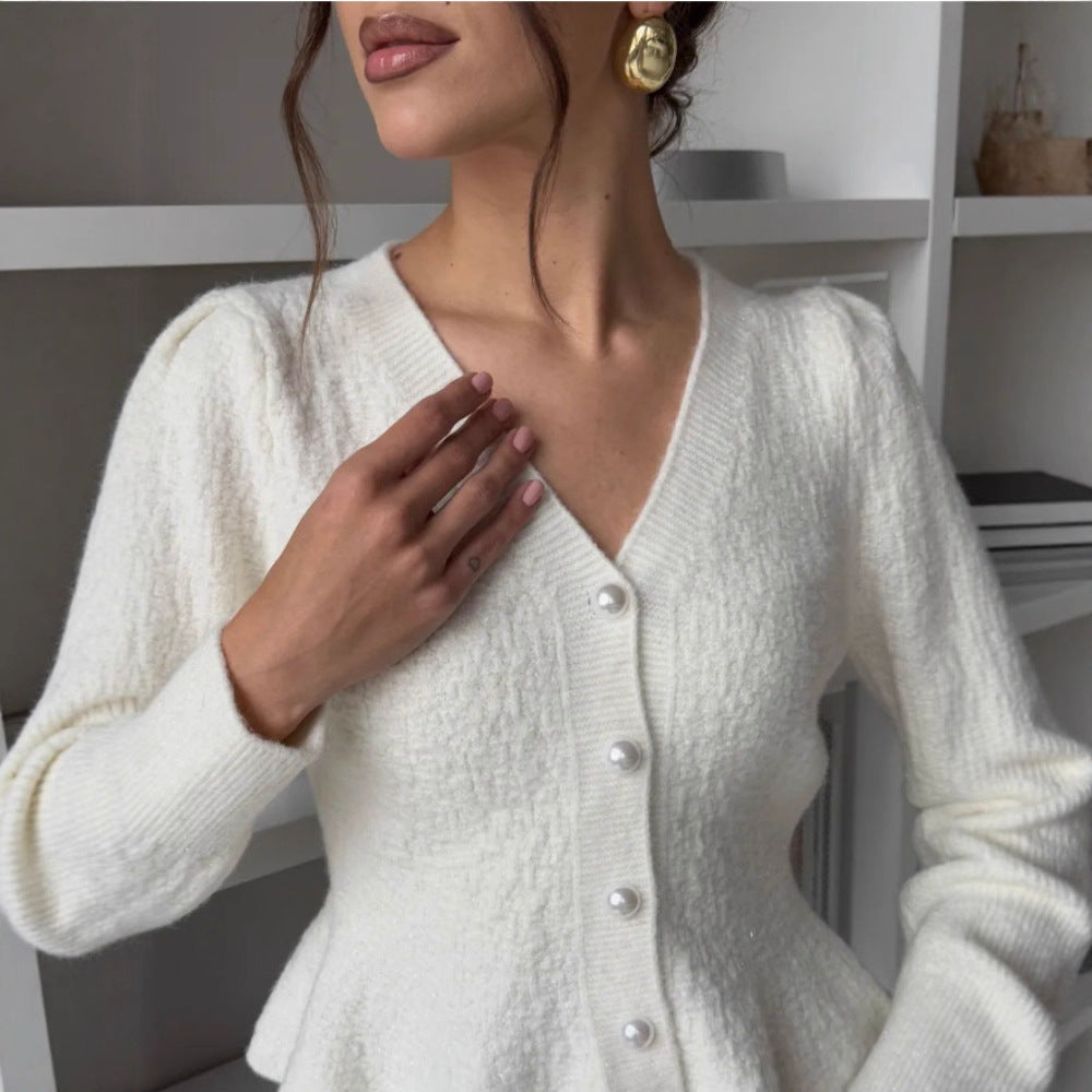 Damen Eleganter Strickcardigan mit hochgeschlossenem Kragen Drune