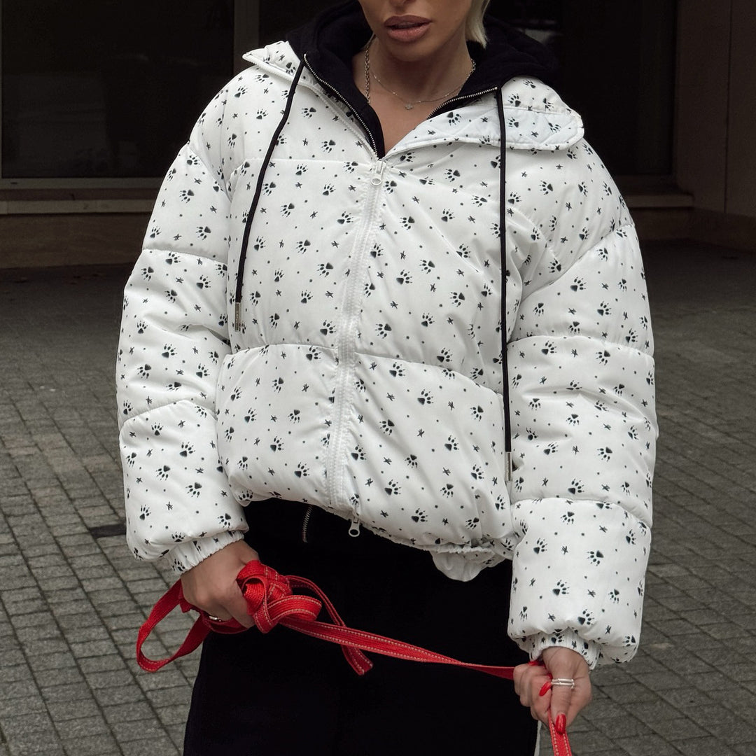 Damen Steppjacke mit floralen Mustern und hohem Kragen Drune