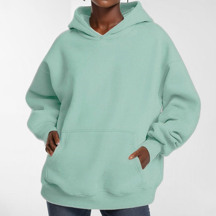 Damen nan lockerer Kapuzenpullover aus French Terry mit tiefer Schulterpassform und Kängurutasche Drune