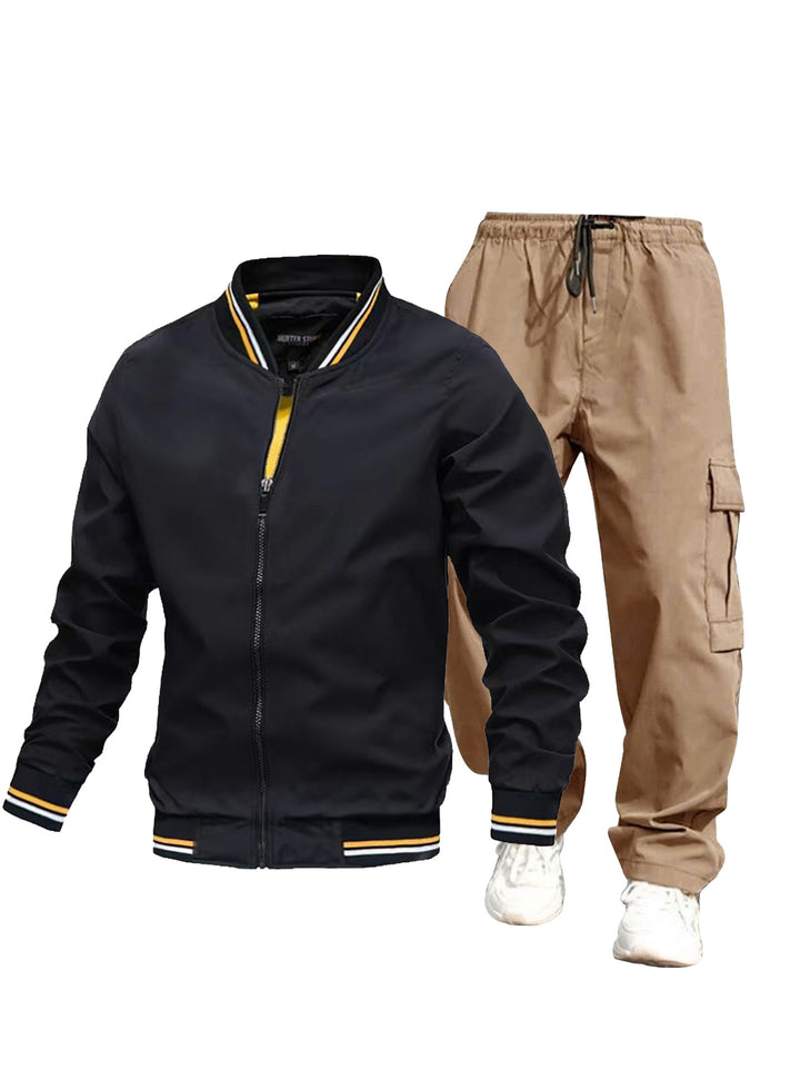 Herren Sportliche Jacke und Cargo-Hose Set Drune