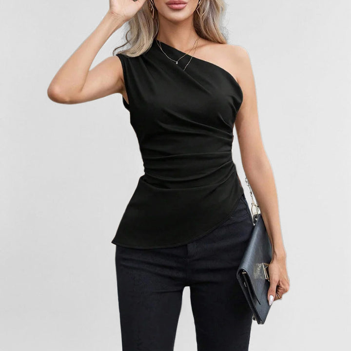 Damen Elegantes One-Shoulder Oberteil mit Raffungen und asymmetrischem Schnitt Drune