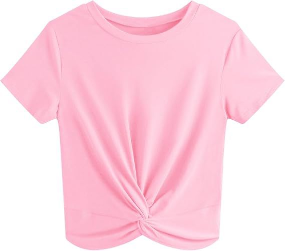 Damen Kurzarm T-Shirt mit Knoten und elastischem Stoff Drune