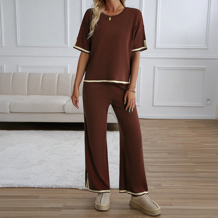 Damen Lässiges Zweiteiliges Set mit Weitem Schnitt und Goldakzenten Drune