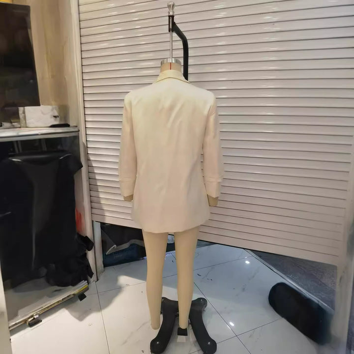 Damen nan lässiger Oversize-Blazer mit Schalkragen, offenem Schnitt und 3/4-Ärmeln Drune