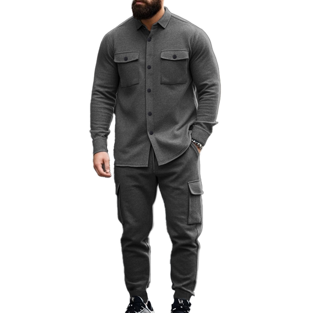 Herren nan athletisches Hemdjacke-Overshirt mit aufgesetzten Brustklappen und durchgehender Knopfleiste Drune