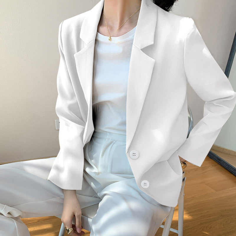 Damen Modischer Blazer mit Perlenknöpfen Drune