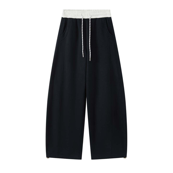 Damen Lässige Sweathose im Palazzoschnitt mit hoher Taille, Kordelzug und Seitentaschen Drune