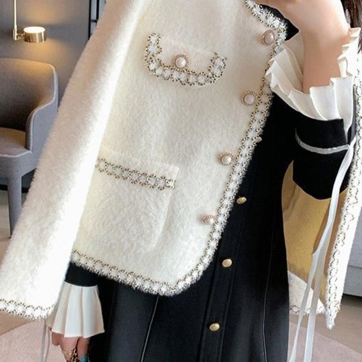 Damen Elegante und luxuriöse Strickjacke mit Perlenverzierungen Drune