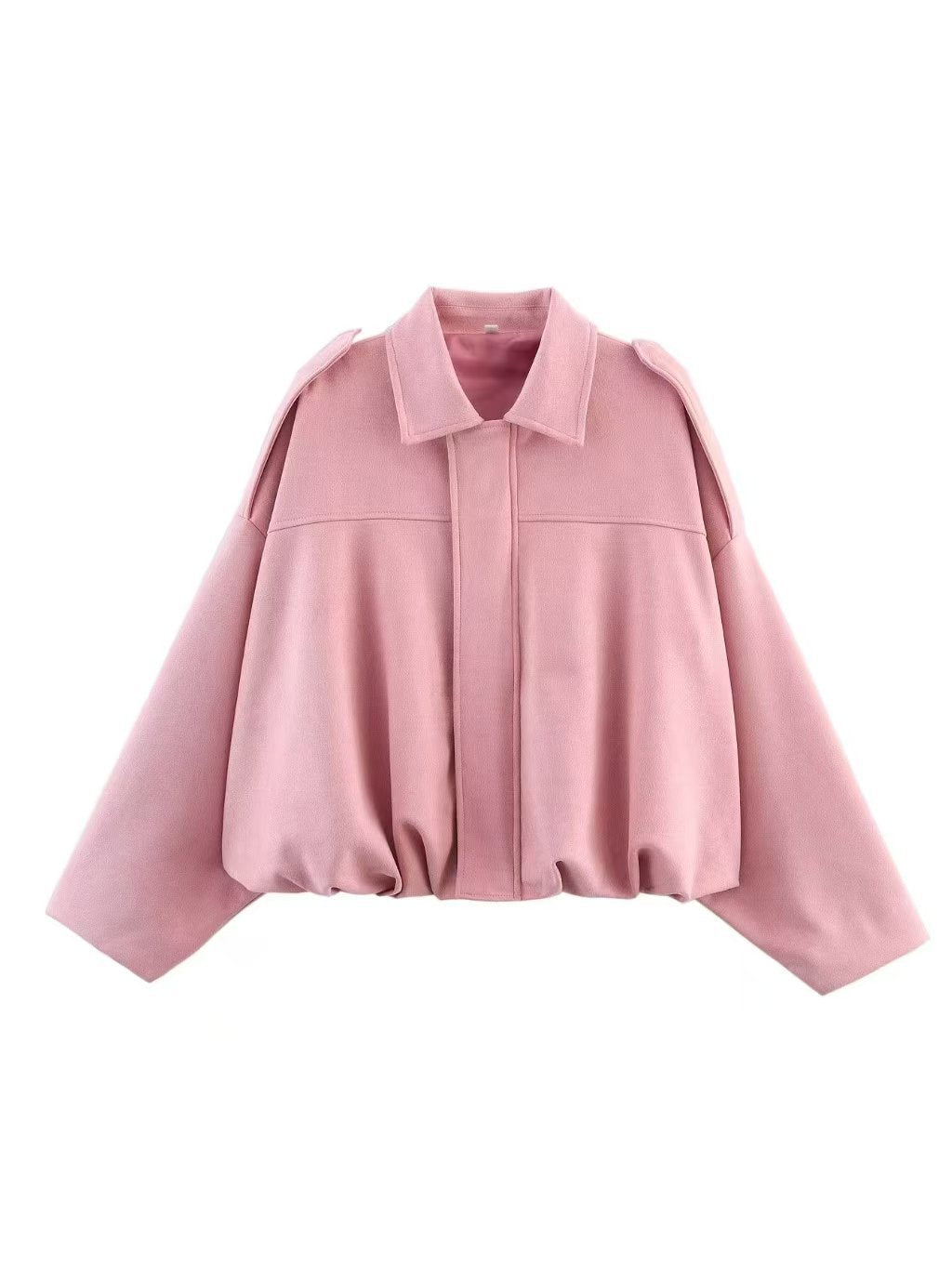 Damen Cropped Boxy‑Übergangsjacke im Wildlederlook mit Epauletten Drune