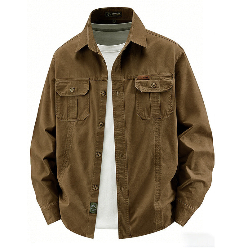 Herren  leichte Overshirt-Jacke mit Klappbrusttaschen und klassischem Hemdkragen Drune