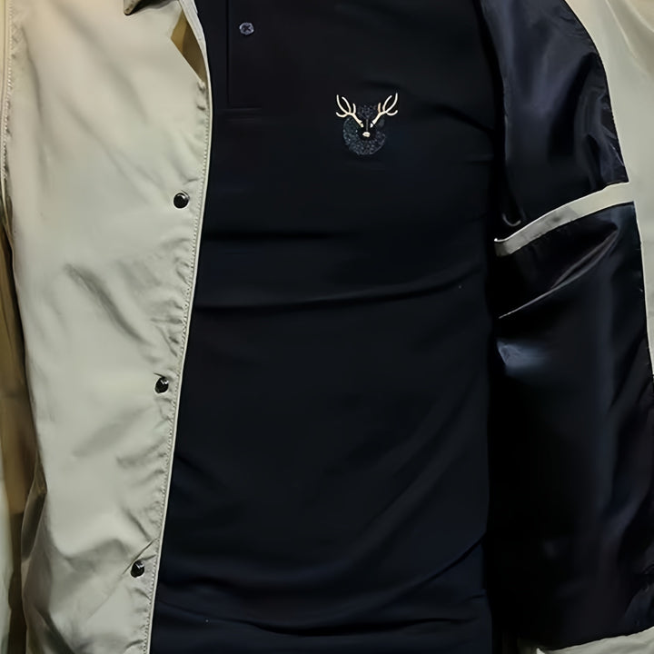 Herren Leichte Coachjacke mit Druckknopfleiste, Hemdkragen & windabweisender Mikrofaser Drune