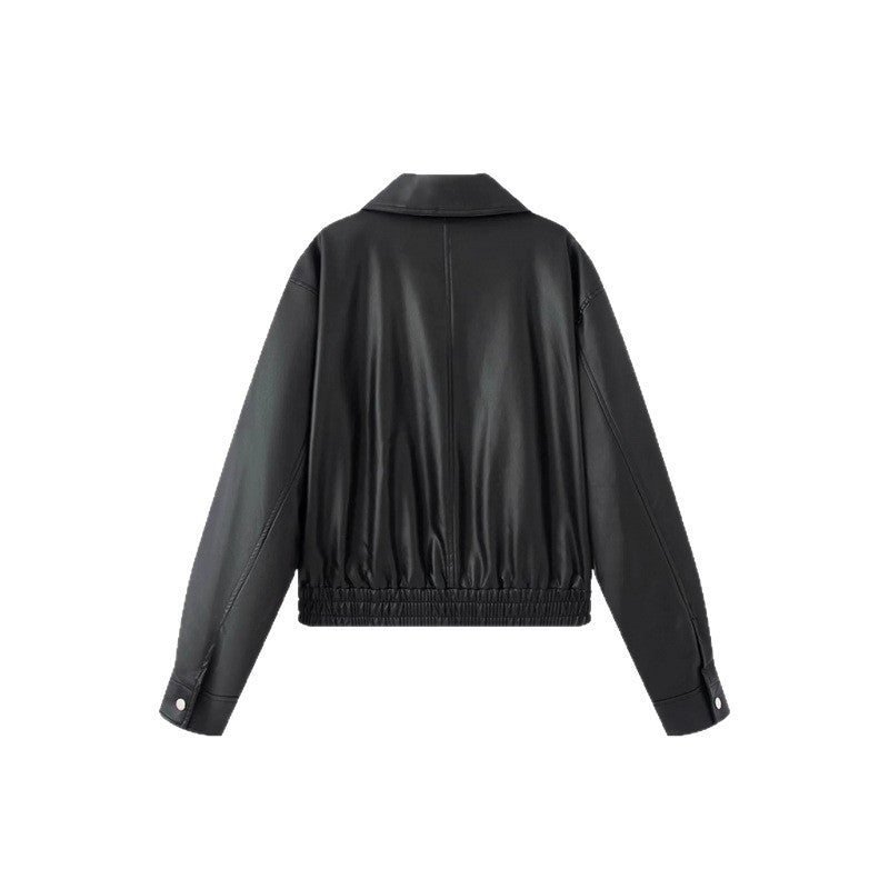 Damen modische Kunstlederjacke mit raffinierter Passform Drune