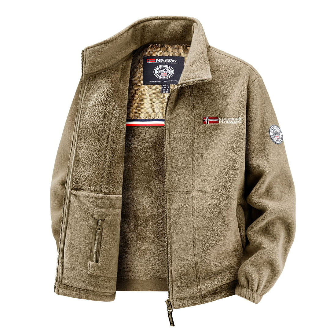 Herren Thermo-Fleecejacke mit Teddy-Innenfutter und Stehkragen Drune