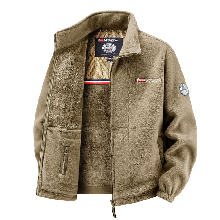 Herren Thermo-Fleecejacke mit Teddy-Innenfutter und Stehkragen Drune