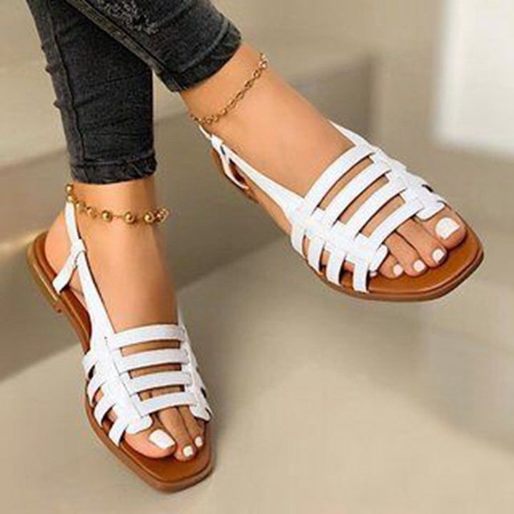 Damen Geflochtene Riemchen‑Slingback‑Sandalen mit quadratischer Zehenpartie und flacher Laufsohle Drune