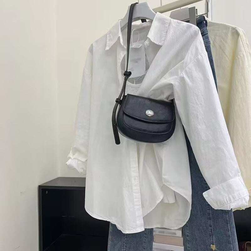 Damen nan leichte weit geschnittene Hemdbluse aus Baumwollmischung mit klassischem Kragen Drune