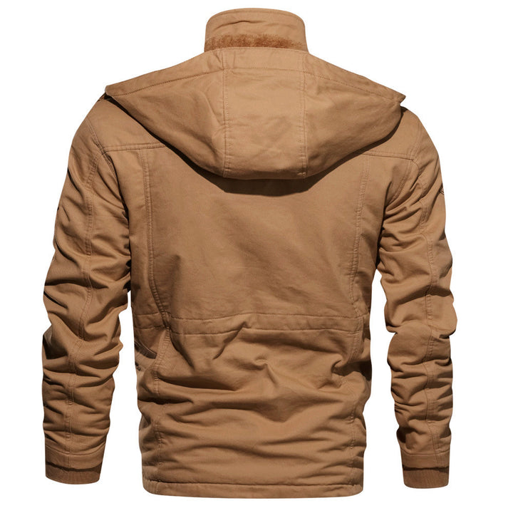 Herren Canvas-Fieldjacke mit Teddyfutter, Kapuze und Multifunktions-Taschen Drune
